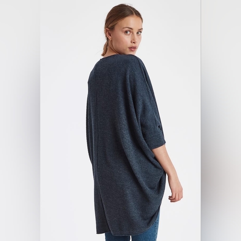 Ichi Eluise Cocoon 3/4 Open Knit Soft Cozy Cardigan- Womens O/S - Picture 6 of 13